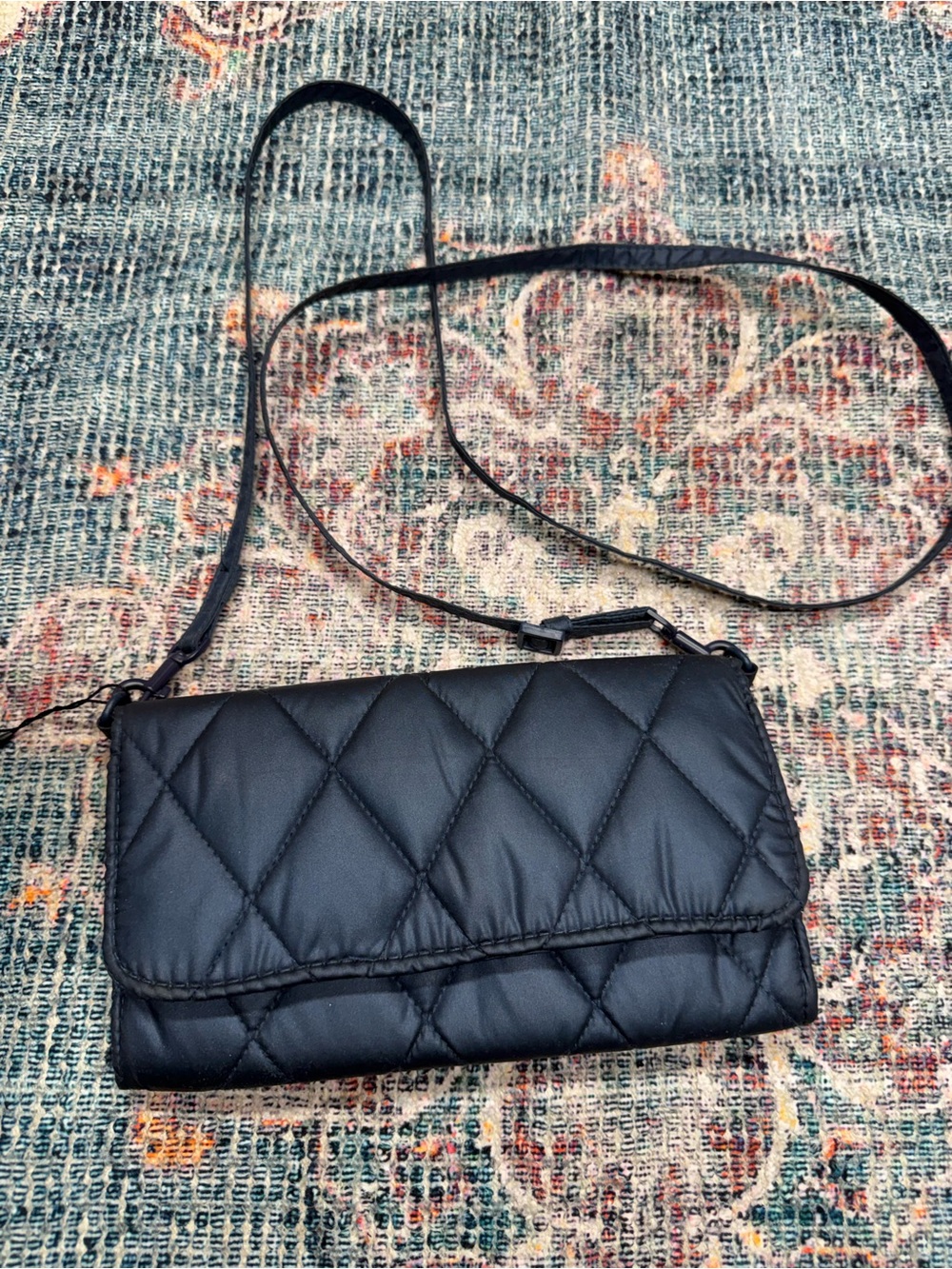 Vera Bradley Black Quilted Crossbody Wallet Purse